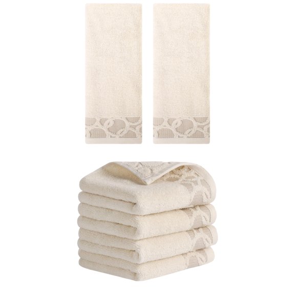 NOMADIC NOOK Cotton Jacquard Hand Towels, Home Soft Absorbent Hand Towel for Bathroom, Face, Gym and Spa 13" x 29" Camel 6-Piece