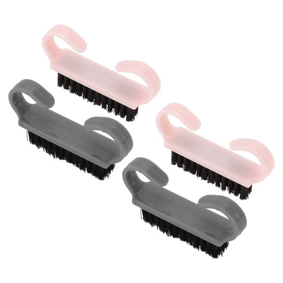 NOMADIC NOOK Durable Small Horn Nail Brush 2.44"x1.38" 4 Pcs Pink Gray