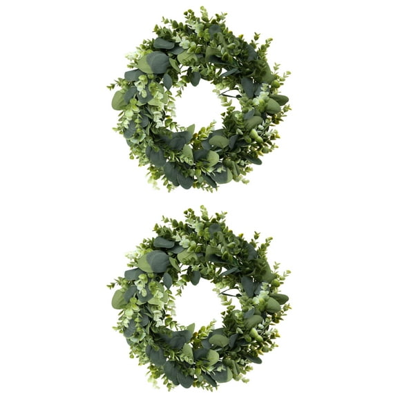 NOMADIC NOOK Eucalyptus Wreaths for Front Door Handmade Fall Wreath Green Leaf Wreath Green 14 in