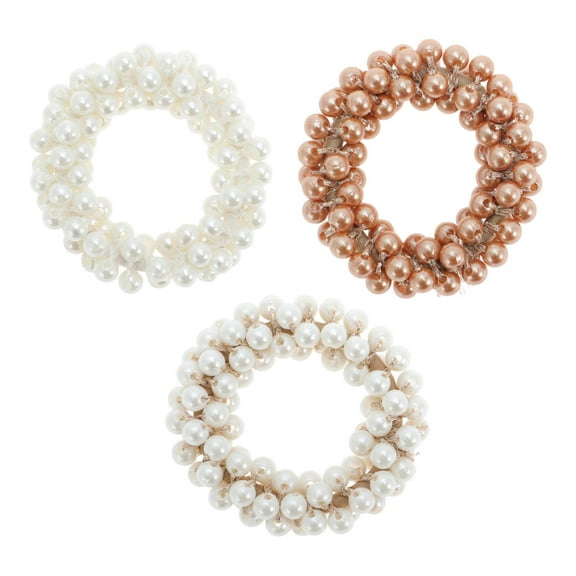 NOMADIC NOOK Fashion Faux Pearls Hair Elastic Band 3 Pcs Multicolor