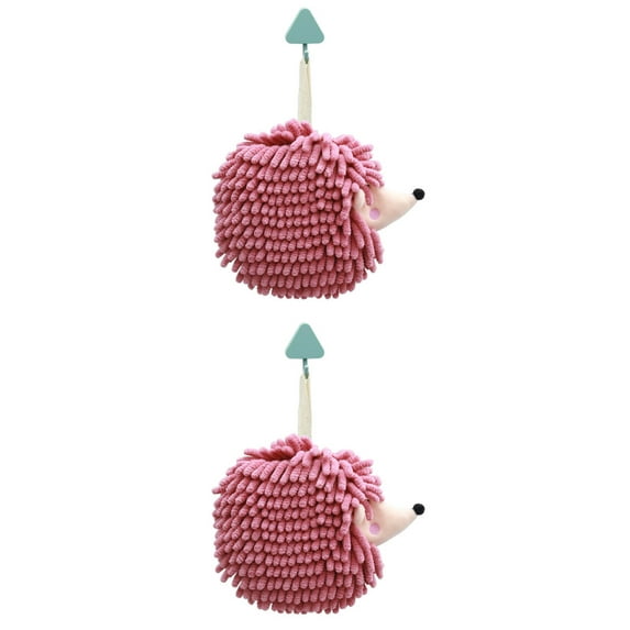 NOMADIC NOOK Fuzzy Ball Hand Towels 2 Pack Soft Absorbent Chenille Towels Cute Cartoon Decorative Hand Drying Hanging Hand Towel for Bathroom Purple 7" x 7"