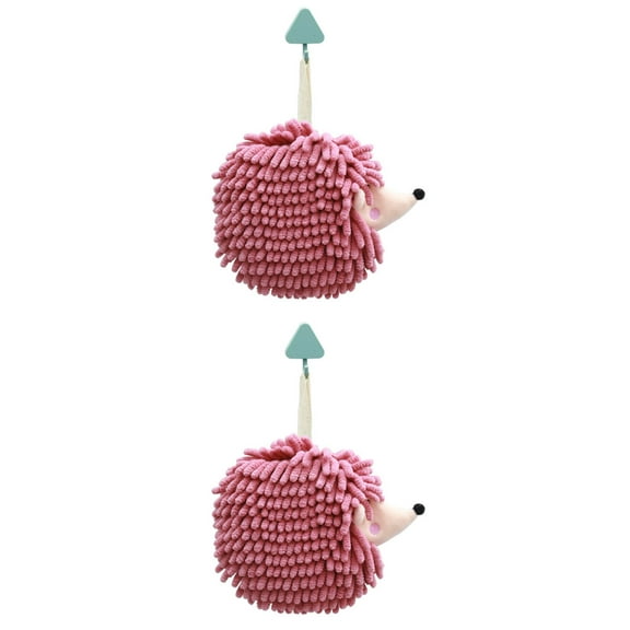 NOMADIC NOOK Fuzzy Ball Hand Towels 2 Pack Soft Absorbent Chenille Towels Cute Cartoon Decorative Hand Drying Hanging Hand Towel for Bathroom Purple 7" x 7"