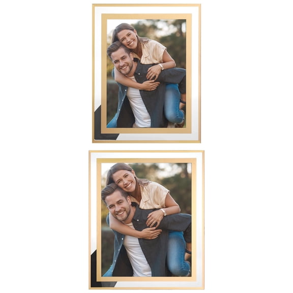 NOMADIC NOOK Glass Picture Frame for Tabletop Display Vertical or Horizontal, Real Glass Photo Frames for Classy, Holiday Gold 5x7/7x10
