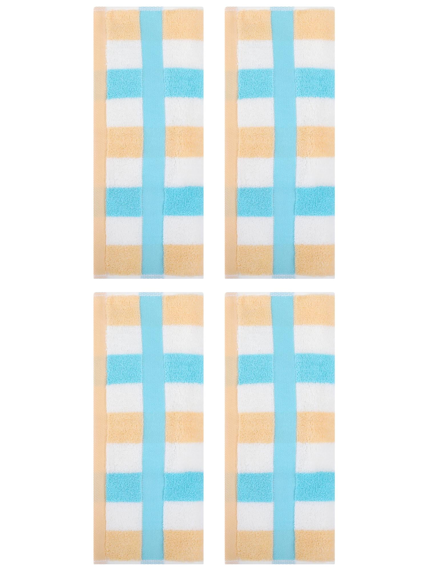 NOMADIC NOOK Hand Towels Set of 4 Striped Cotton Absorbent Soft Decorative Towel for Bathroom Blue Yellow 13" x 29"