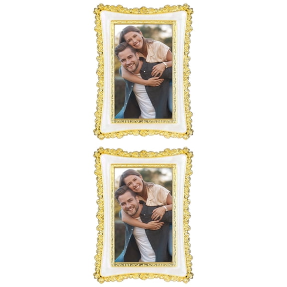 NOMADIC NOOK Luxury Picture Frame Vintage Retro Plated Photo Frames  Glass Front Plated Photo Frame for Tabletop Display Gold -2Pcs 4x6