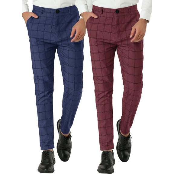 NOMADIC NOOK Men's Casual Dress Pants Slim Fit Flat Front Slacks 2 Pack