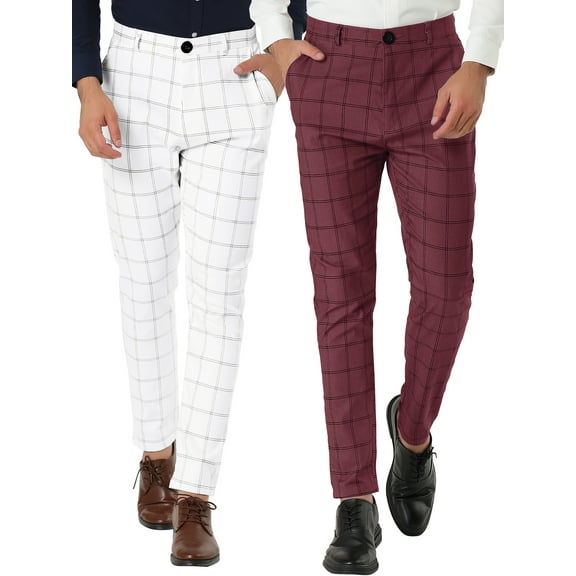 NOMADIC NOOK Men's Casual Dress Pants Slim Fit Flat Front Slacks 2 Pack