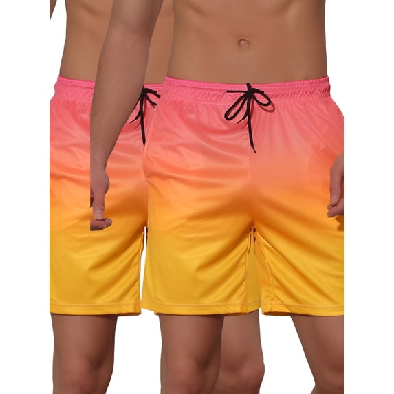 NOMADIC NOOK Men's Contrast Color Summer Beach Colorful Swimwear Shorts 2 Pack