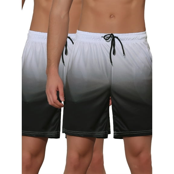 NOMADIC NOOK Men's Contrast Color Summer Beach Colorful Swimwear Shorts 2 Pack