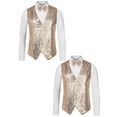 thumbnail image 1 of NOMADIC NOOK Men's Disco Shiny Sequin Sleeveless Suit Waistcoat Set with Bow Tie 2 Packs, 1 of 5