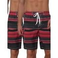 thumbnail image 1 of NOMADIC NOOK Men's Drawstring Stripes Color Block Beach Board Shorts 2 Pack, 1 of 5