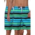 thumbnail image 1 of NOMADIC NOOK Men's Drawstring Stripes Color Block Beach Board Shorts 2 Pack, 1 of 5