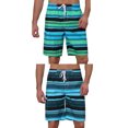 thumbnail image 1 of NOMADIC NOOK Men's Drawstring Stripes Color Block Beach Board Shorts 2 Pack, 1 of 5
