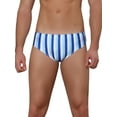 thumbnail image 1 of NOMADIC NOOK Men's Elastic Waist Contrast Color Stripes Swim Briefs 2 Pack, 1 of 5