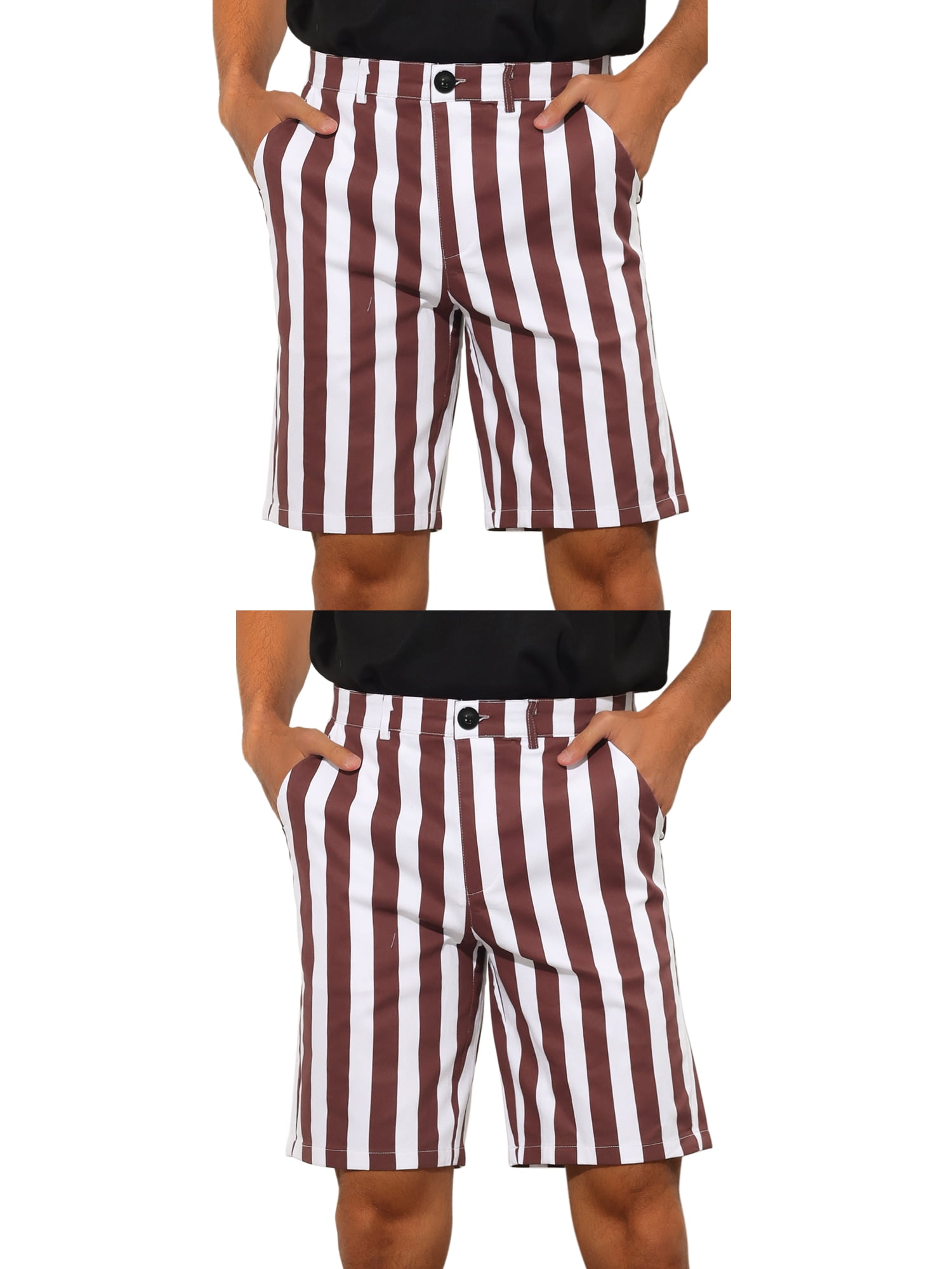 NOMADIC NOOK Men's Flat Front Summer Chino Stripes Printed