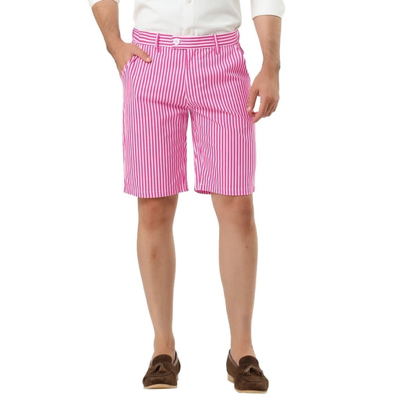 NOMADIC NOOK Men's Flat Front Summer Chino Walk Striped Printed Shorts 2 Pack