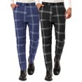 thumbnail image 1 of NOMADIC NOOK Men's Flat Front Zipper Checked Printed Business Trousers 2 Pack, 1 of 6