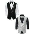 thumbnail image 1 of NOMADIC NOOK Men's Glitter Sequin Sleeveless Suit Vest Set with Bow Tie 2 Packs, 1 of 6