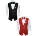 thumbnail image 1 of NOMADIC NOOK Men's Glitter Sequin Sleeveless Suit Vest Set with Bow Tie 2 Packs, 1 of 6