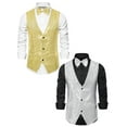 thumbnail image 1 of NOMADIC NOOK Men's Glitter Sequin Waistcoat Party Suit Vest with Bow Tie 2 Pack, 1 of 6