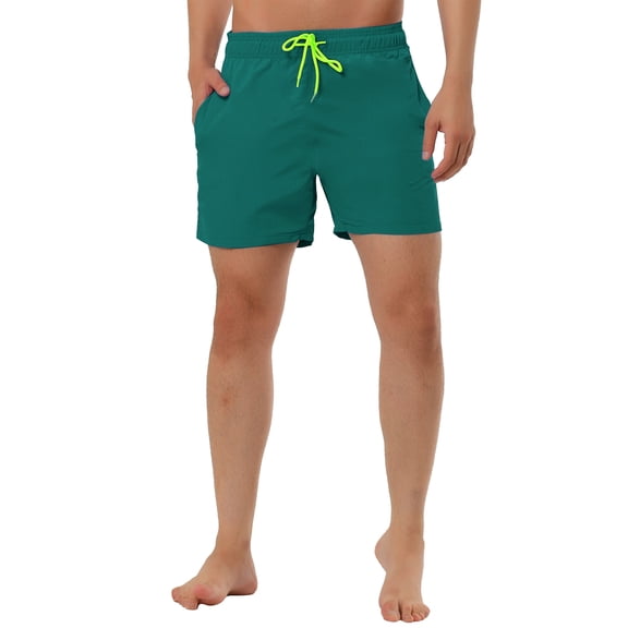 NOMADIC NOOK Men's Holiday Beach Solid Color Adjustable Waist Bathing Swim Shorts 2 Pack