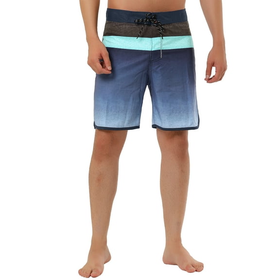 NOMADIC NOOK Men's Summer Color Block Lightweight Swimming Beach Board Shorts 2 Pack