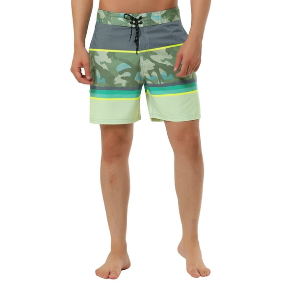 NOMADIC NOOK Men's Holiday Contrast Color Design Drawstring Waist Beach Board Shorts 2 Pack