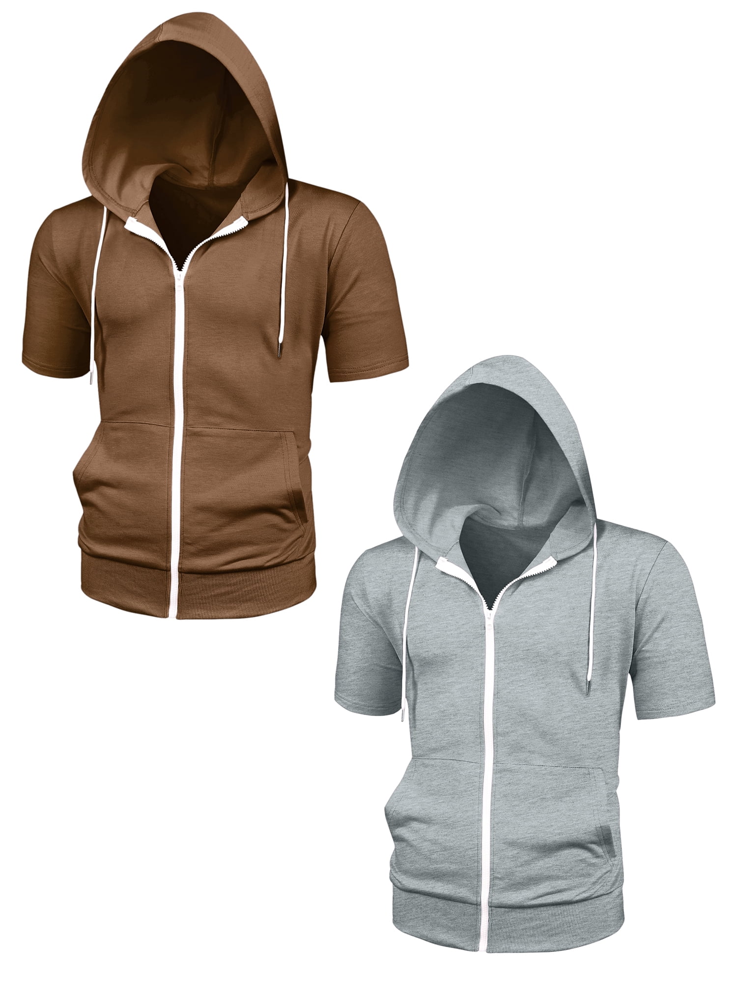 NOMADIC NOOK Men's Regular Fit Solid Color Short Sleeves Hoodies