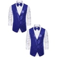 thumbnail image 1 of NOMADIC NOOK Men's Shiny Disco Sequin Suit Waistcoat Set with Bow Tie 2 Packs, 1 of 6