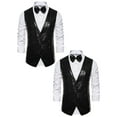 thumbnail image 1 of NOMADIC NOOK Men's Shiny Disco Sequin Suit Waistcoat Set with Bow Tie 2 Packs, 1 of 6