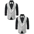 thumbnail image 1 of NOMADIC NOOK Men's Shiny Disco Sequin Suit Waistcoat Set with Bow Tie 2 Packs, 1 of 6