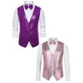 thumbnail image 1 of NOMADIC NOOK Men's Shiny Party Sequin Sleeveless Tuxedo Vest Set with Bow Tie 2 Packs, 1 of 6
