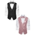 thumbnail image 1 of NOMADIC NOOK Men's Shiny Party Sequin Waistcoat Sleeveless Suit Vest with Bow Tie 2 Pack, 1 of 6