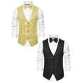 thumbnail image 1 of NOMADIC NOOK Men's Shiny Party Sequin Waistcoat Sleeveless Suit Vest with Bow Tie 2 Pack, 1 of 6