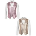 thumbnail image 1 of NOMADIC NOOK Men's Shiny Sequin Sleeveless Suit Vest Set with Bow Tie 2 Packs, 1 of 5