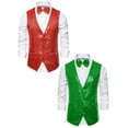 thumbnail image 1 of NOMADIC NOOK Men's Shiny Sequin Waistcoat Sleeveless Sparkle Suit Vest with Bow Tie 2 Pack, 1 of 6