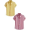 thumbnail image 1 of NOMADIC NOOK Men's Short Sleeves Button Down Beach Striped Shirt 2 Pack, 1 of 6