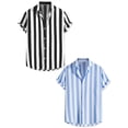 thumbnail image 1 of NOMADIC NOOK Men's Short Sleeves Button Down Beach Striped Shirt 2 Pack, 1 of 6
