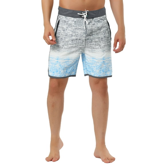 NOMADIC NOOK Men's Shorts Summer Printed Drawstring Color Block Swim Beach Shorts 2 Pack