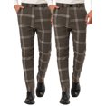 thumbnail image 1 of NOMADIC NOOK Men's Slim Fit Flat Front Checked Printed Business Pants 2 Pack, 1 of 6