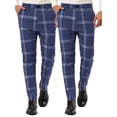 thumbnail image 1 of NOMADIC NOOK Men's Slim Fit Flat Front Checked Printed Business Pants 2 Pack, 1 of 6