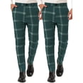 thumbnail image 1 of NOMADIC NOOK Men's Slim Fit Flat Front Plaid Pattern Dress Pants 2 Pack, 1 of 6