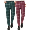 thumbnail image 1 of NOMADIC NOOK Men's Slim Leg Flat Front Checked Printed Dress Pants 2 Pack, 1 of 6