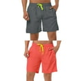 thumbnail image 1 of NOMADIC NOOK Men's Solid Color Drawstring Lightweight Swimwear Beach Board Shorts 2 Pack, 1 of 6