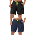 thumbnail image 1 of NOMADIC NOOK Men's Solid Color Drawstring Mesh Lining Swimwear Beach Board Shorts 2 Pack, 1 of 6