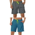 thumbnail image 1 of NOMADIC NOOK Men's Solid Color Drawstring Mesh Lining Swimwear Beach Board Shorts 2 Pack, 1 of 6