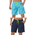 thumbnail image 1 of NOMADIC NOOK Men's Solid Color Drawstring Swimming Pool Beach Board Shorts 2 Pack, 1 of 6