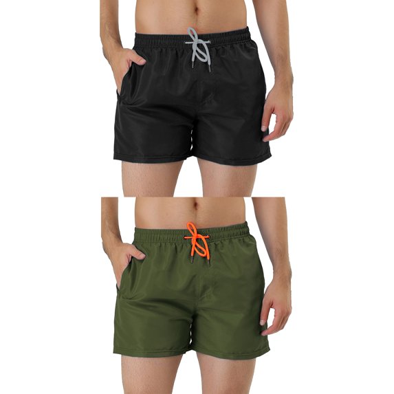 NOMADIC NOOK Men's Solid Color Drawstring Waist Mesh Lining Lightweight Board Shorts 2 Pack