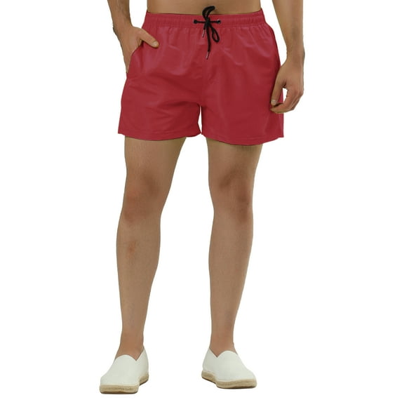 NOMADIC NOOK Men's Solid Color Summer Drawstring Waist Beach Swim Trunks 2 Pack