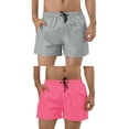 thumbnail image 1 of NOMADIC NOOK Men's Solid Color Summer Elastic Waist Swimming Beach Board Shorts 2 Pack, 1 of 7